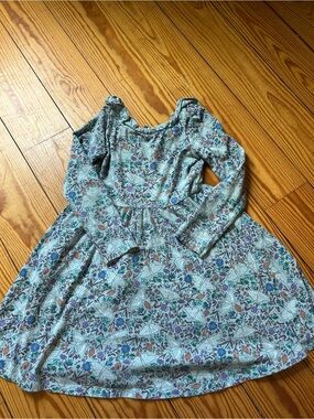 Tea Collection Mint Floral Long-Sleeve Girls Dress